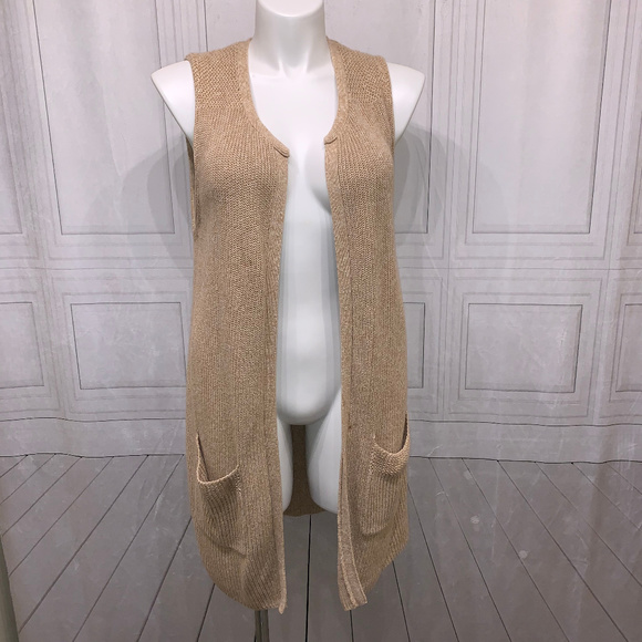 Lucky Brand Sweaters - Lucky Brand Long Cardigan Pockets Tan L